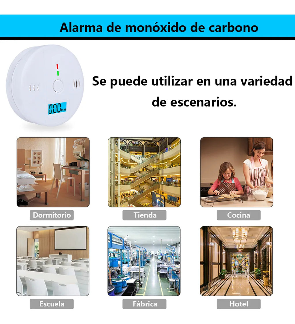 Detector de Monóxido de Carbono Digital – Pack x2