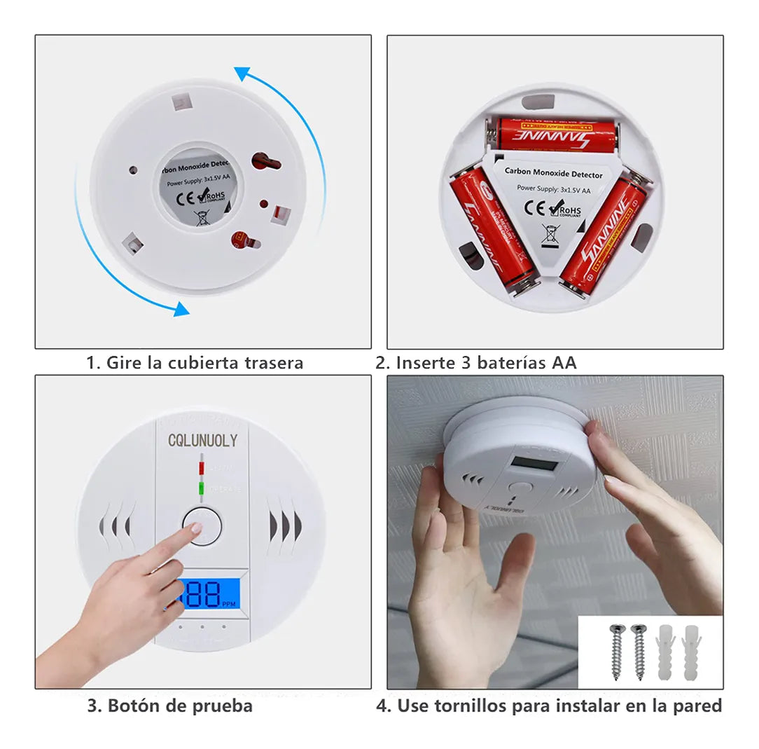 Detector de Monóxido de Carbono Digital – Pack x2