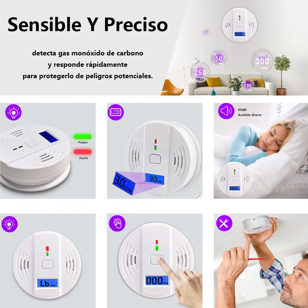 Detector de Monóxido de Carbono Digital – Pack x2
